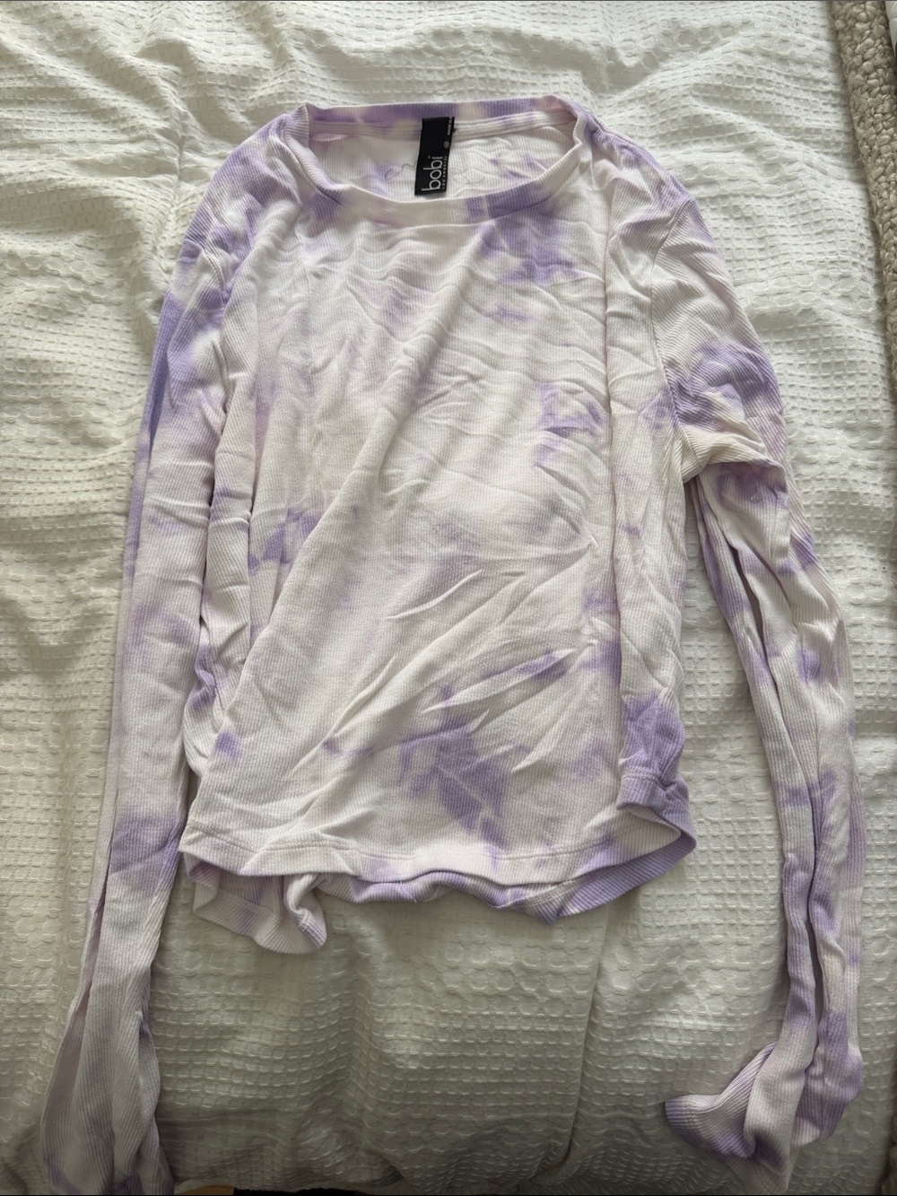 bobi White and Lavender Tie-Dye Long Sleeve Top